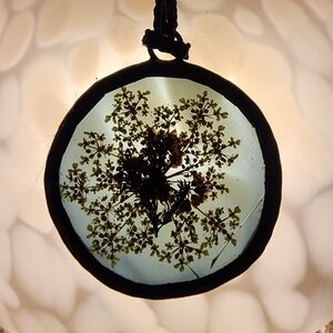 Dried Flower/Stained Glass Necklace